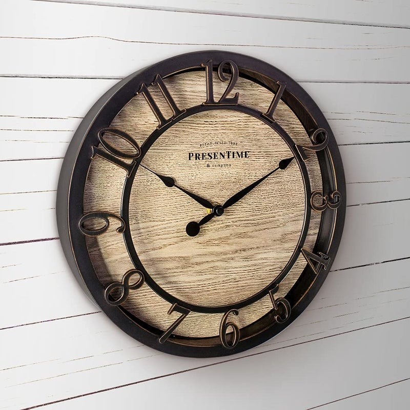 Presentime & Co 10" Farmhouse Series Wall Clock, Cottage Style, Vintage Design, Oil Rubbed Bronze - Image 2